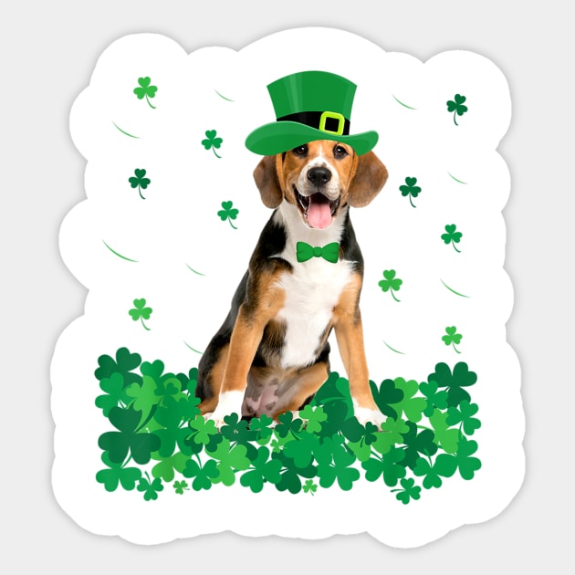 Beagle Leprechaun Lucky Shamrock St Patricks Day Sticker by Pretr=ty